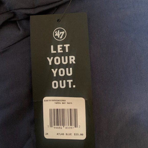 NWT '47 TAMPA BAY RAYS MEN'S ATLAS BLUE PREMIER FRANKLIN T-SHIRT S, XXL - Picture 7 of 9